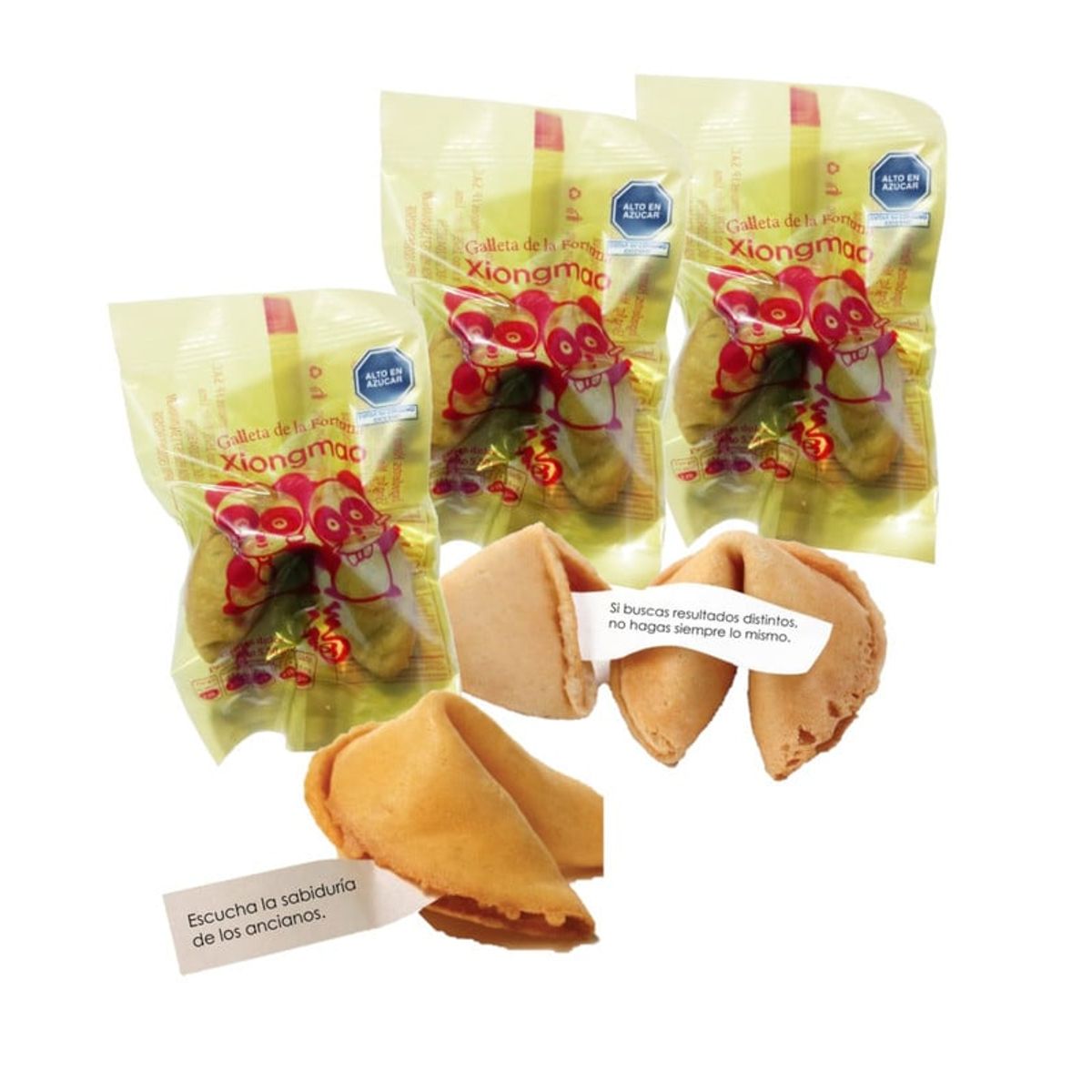 GENERICO - Galleta De La Suerte 3u Obleas Frase Fortuna Lucky Xiong Mao