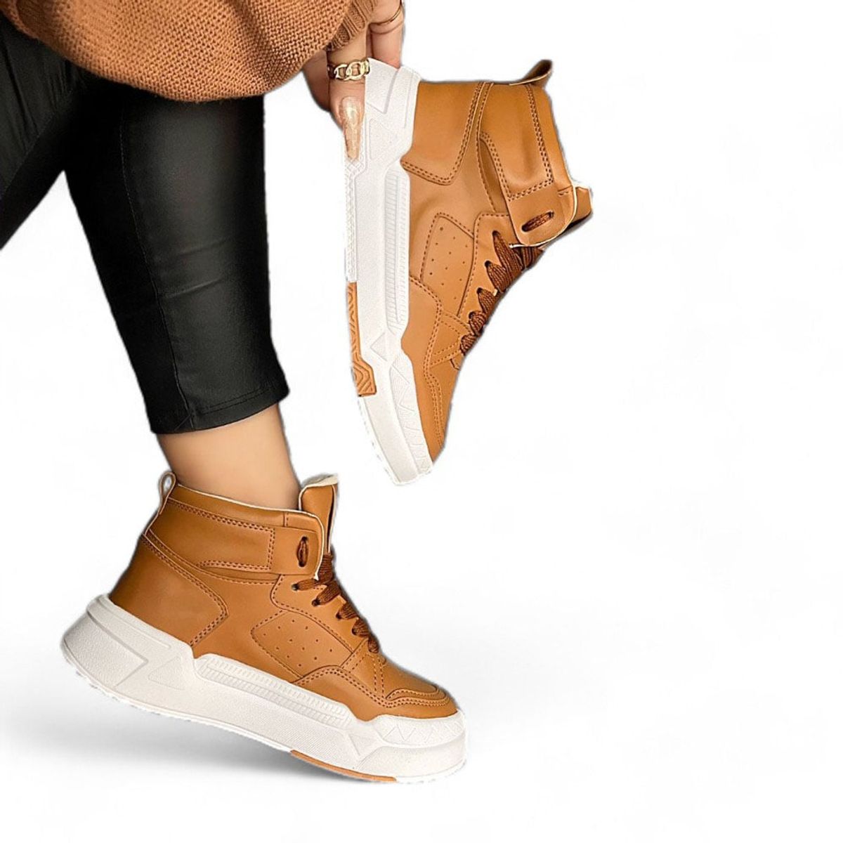 GENERICO - Zapatilla Mujer City Stroll Suela Gruesa 2086L-55 Color Camel