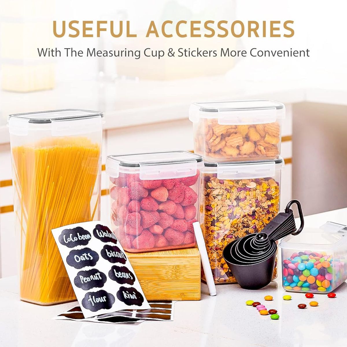 GENERICO - Set de 4 contenedores herméticos para comida Cereales