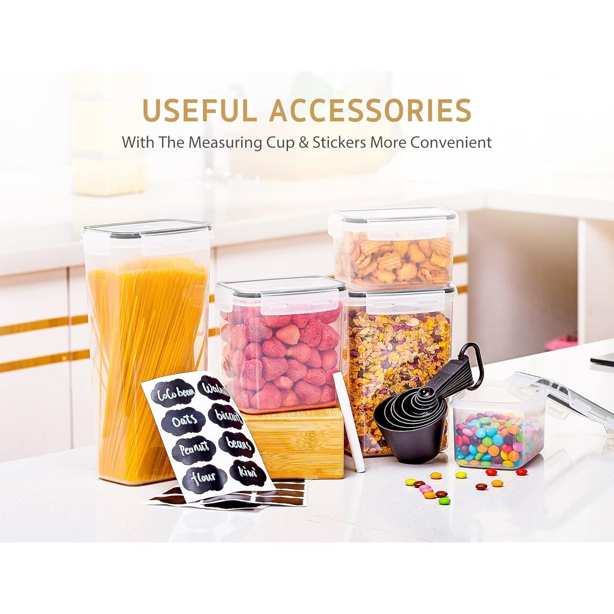 GENERICO - Set de 4 contenedores herméticos para comida Cereales