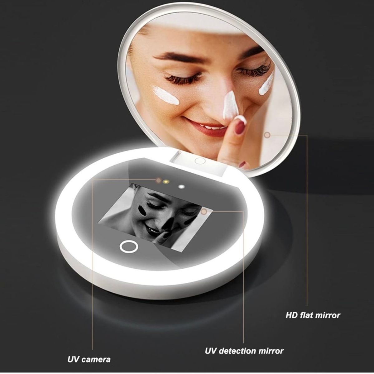 GENERICO - Espejo Compacto Con Cámara Uv Para Prueba De Protector Solar