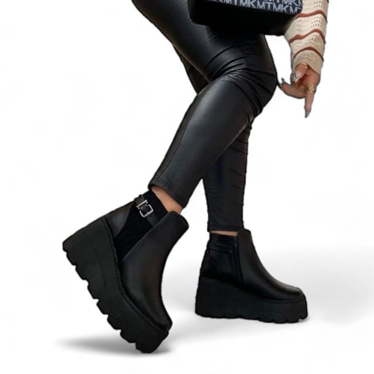 GENERICO - Botin Mujer Plataforma Colina Elegante 2086L-60 Color Negro