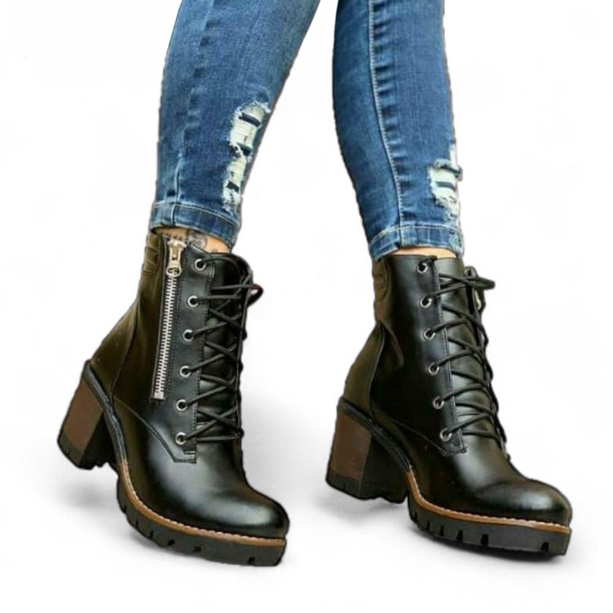 GENERICO - Botin Mujer Taco 7 Pasador Cierre Taco 7 2086L-60 Color Negro