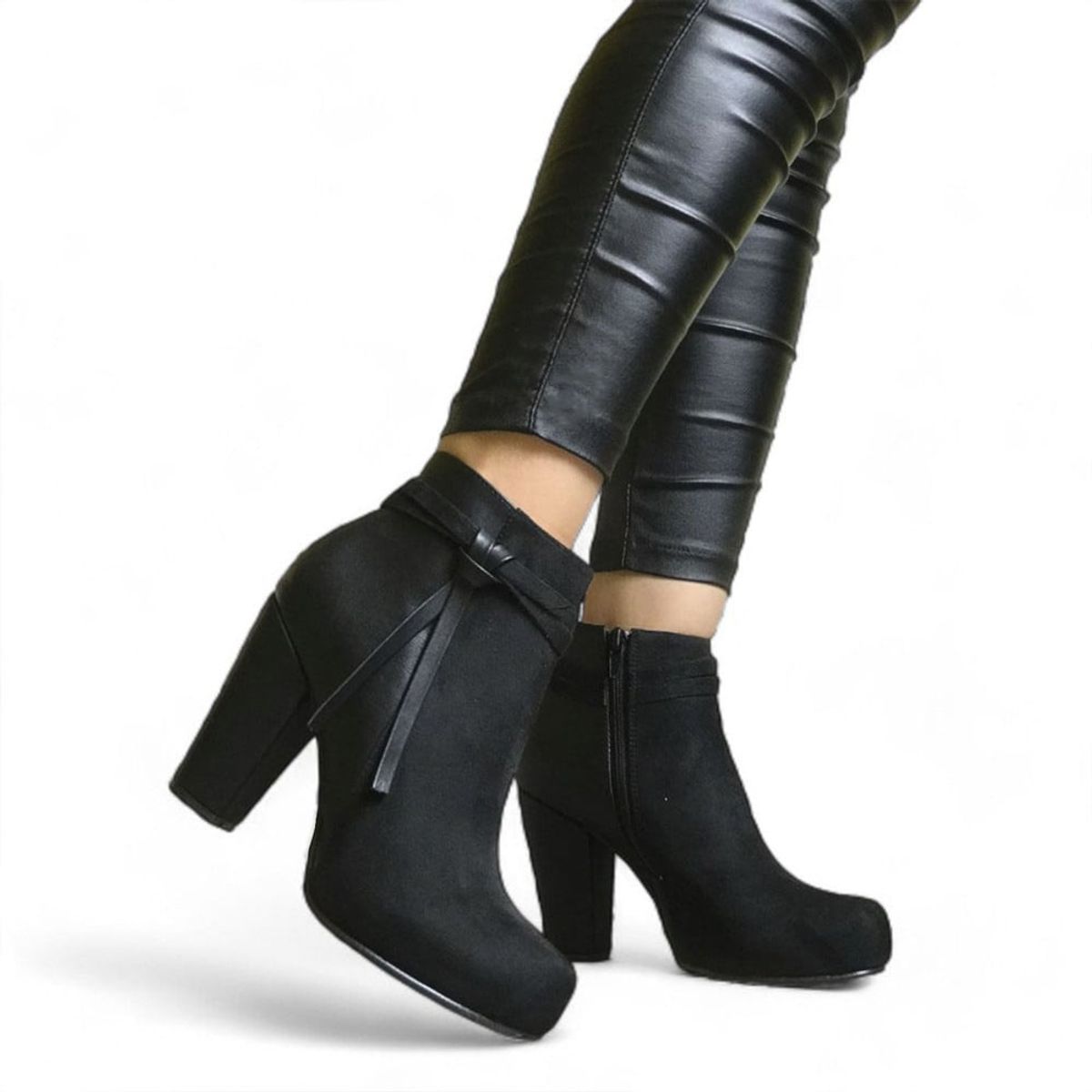 GENERICO - Taco Mujer Lazo Largo Cruzado 2086L-68 Color Negro