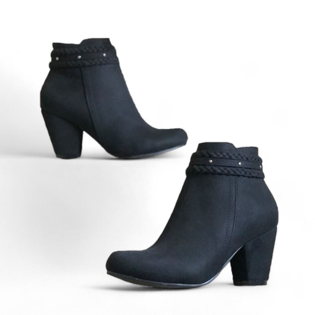 GENERICO - Tacon Mujer Tiras Trenzadas 2086L-60 Color Negro