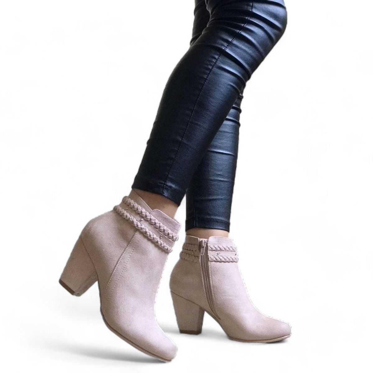 GENERICO - Tacon Mujer Tiras Trenzadas 2086L-60 Color Hueso