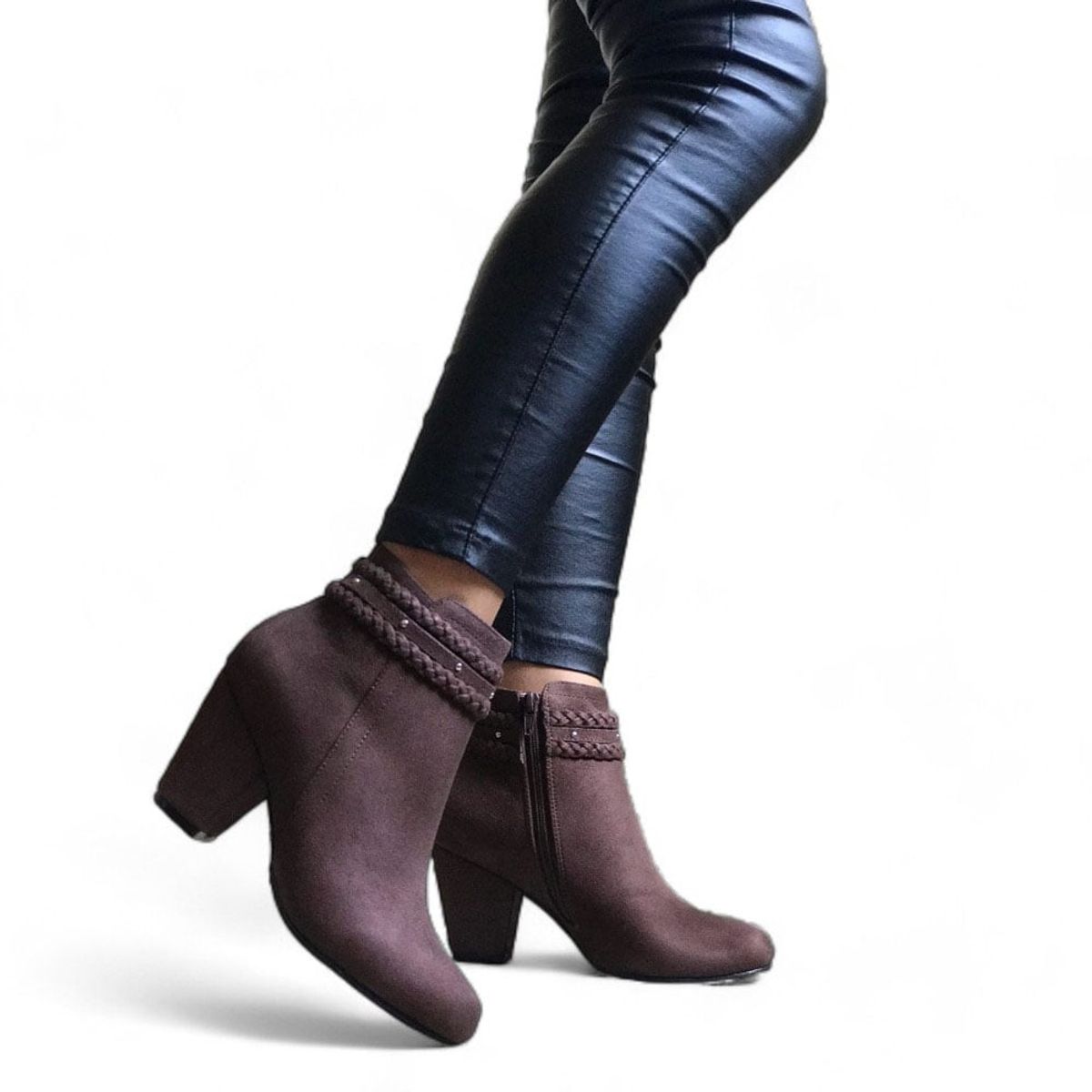 GENERICO - Tacon Mujer Tiras Trenzadas 2086L-60 Color Marron