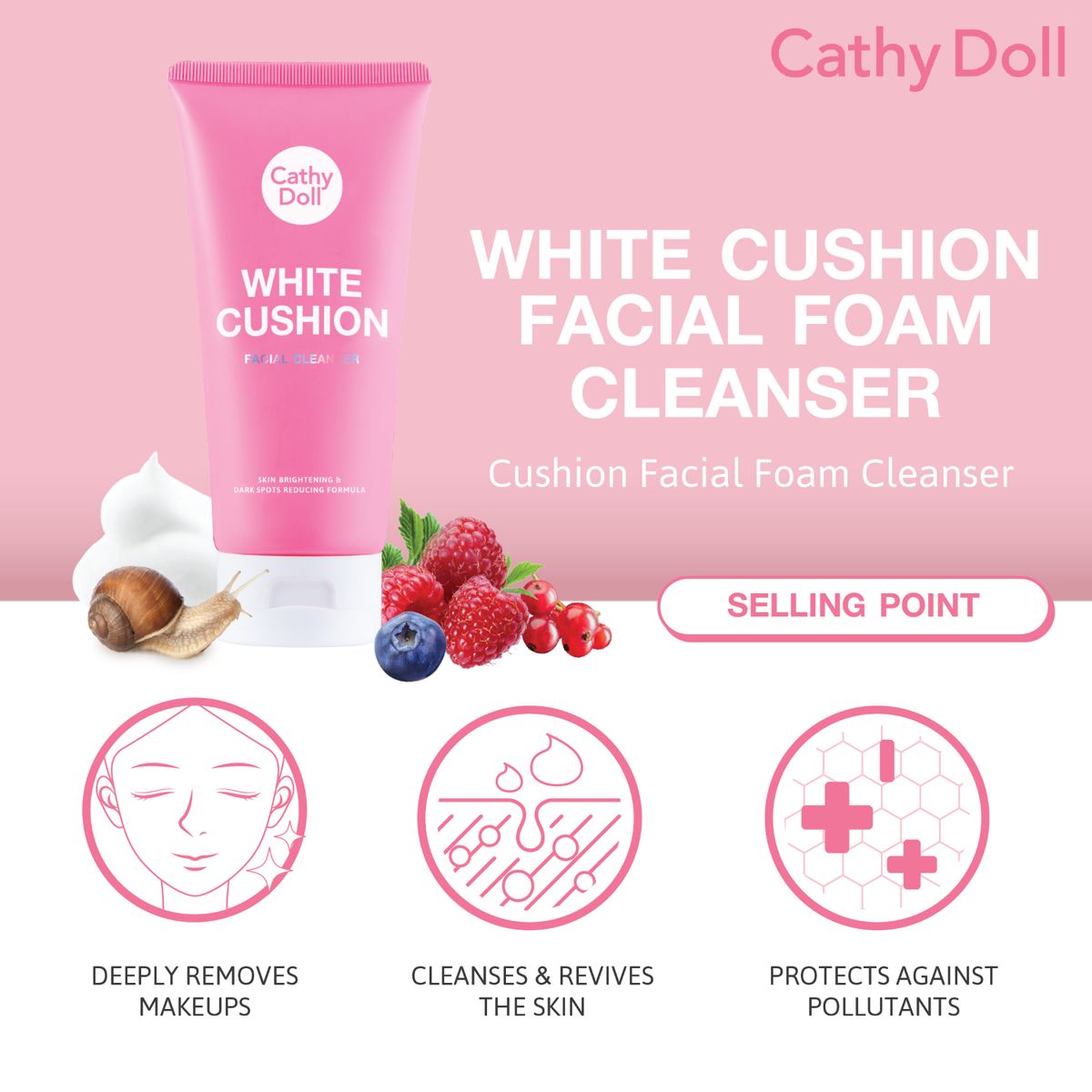 CATHY DOLL - Cathy Doll Hya Cushion Facial Foam Cleanser 50 ML WHITE