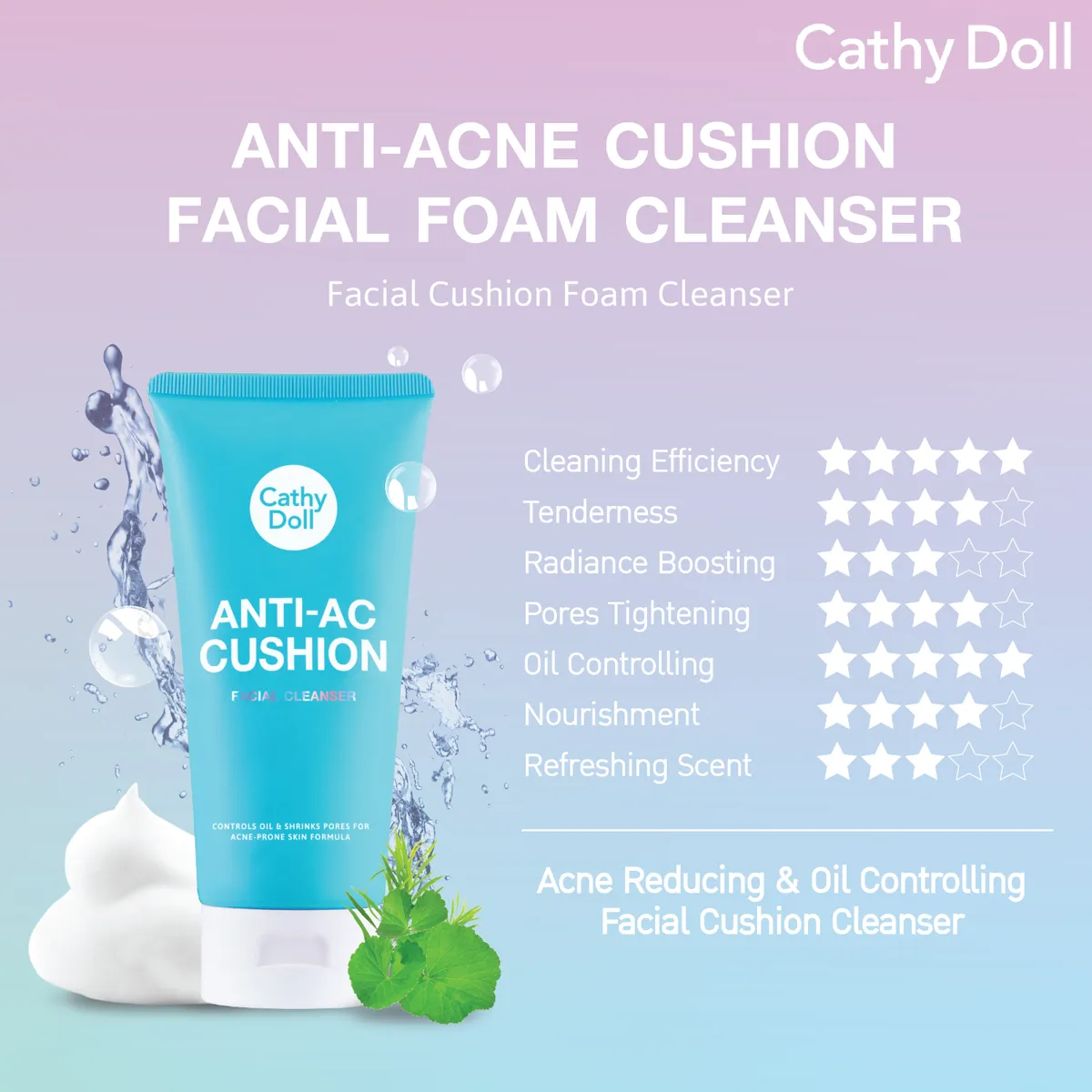 CATHY DOLL - Cathy Doll Hya Cushion Facial Foam Cleanser 50 ML ANTI AC