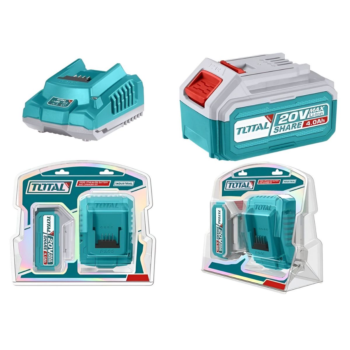 TOTAL TOOLS - BATERIA 20V DE 4 AMPERES CON CARGADOR - TFBCPK1214