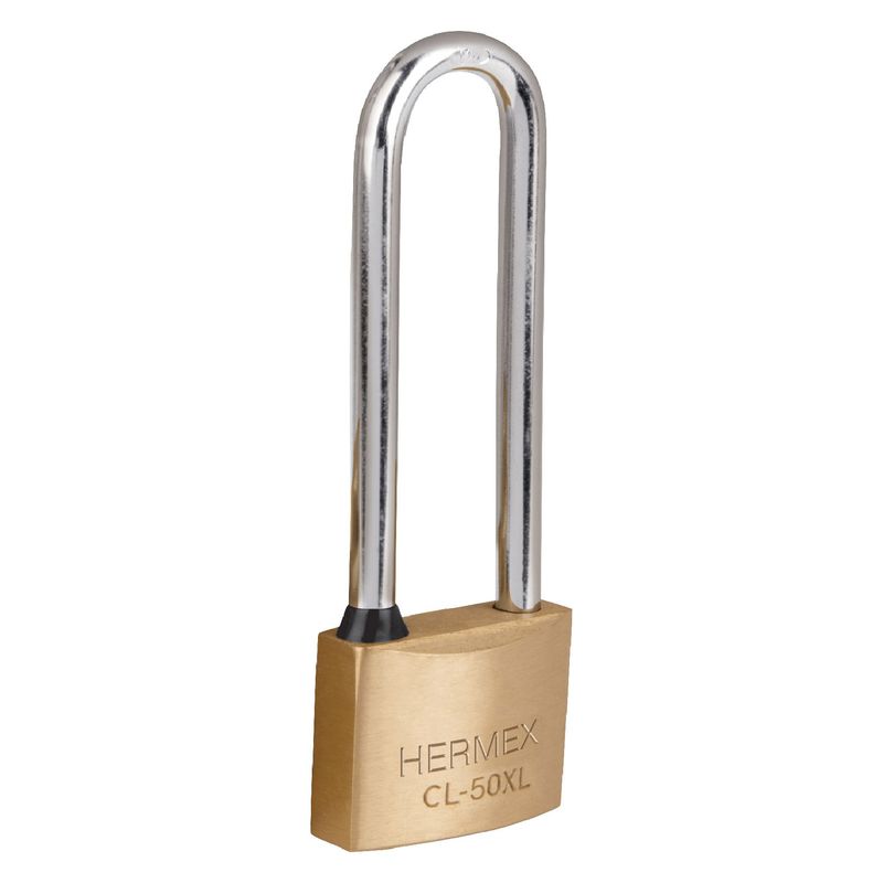 HERMEX - Candado 50mm Arco Extra Largo Laton Solido 43442 Hermex