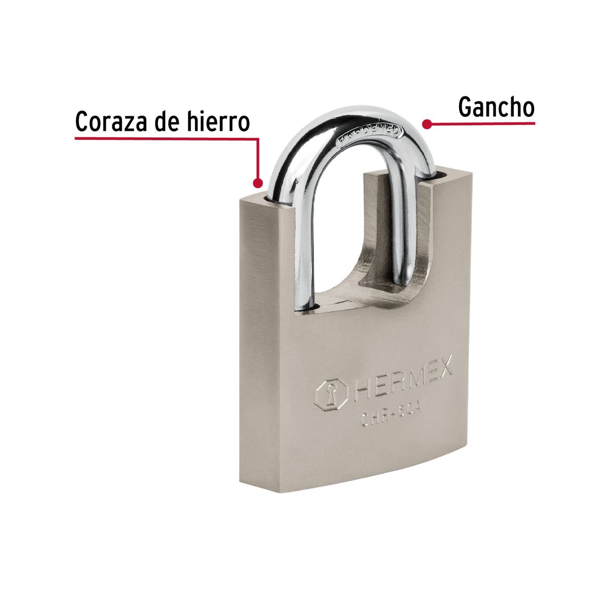 HERMEX - Candado 60mm con Coraza de Hierro Anti-ganzúa 43314 Hermex