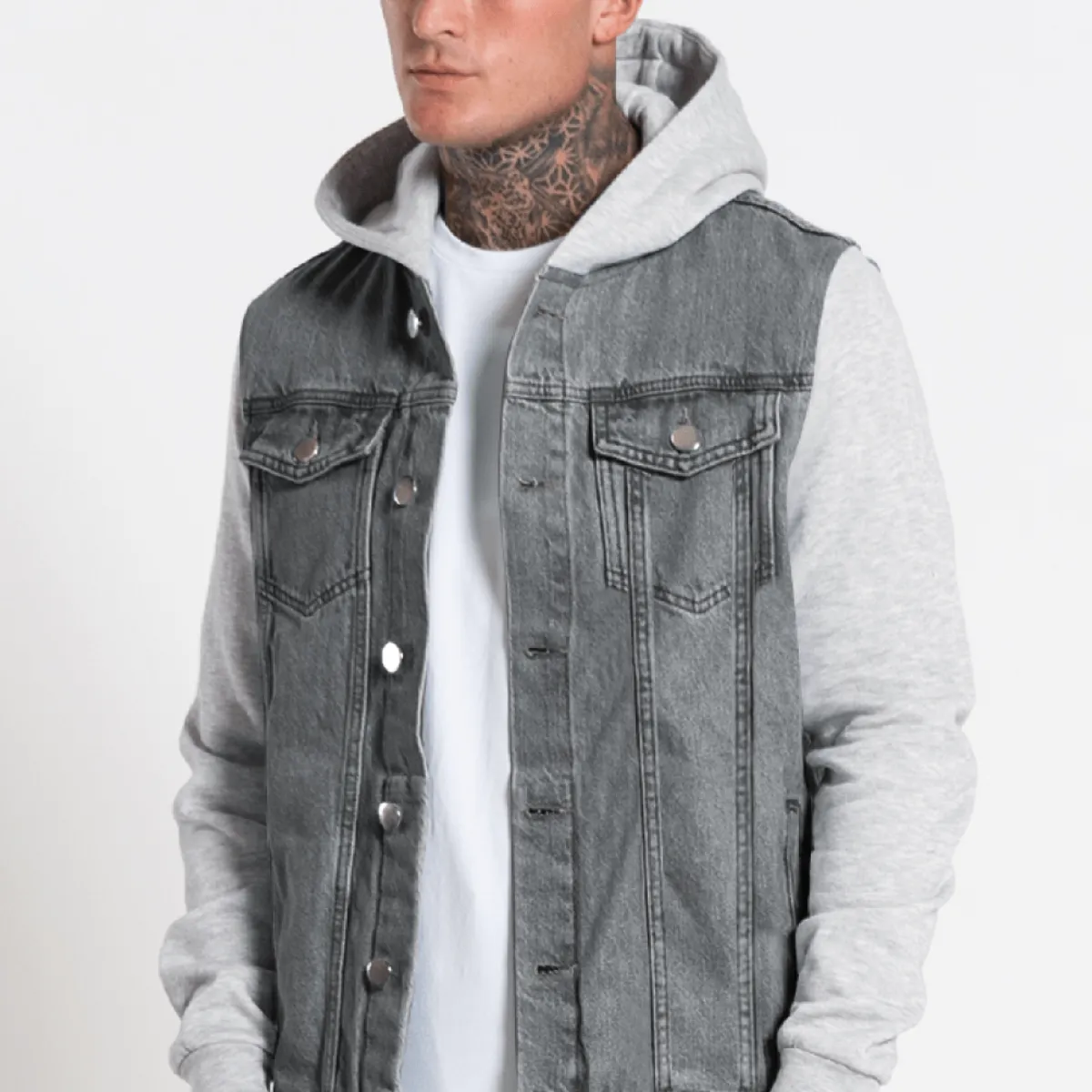 GENERICO - Casaca Jean afranelado Hombre