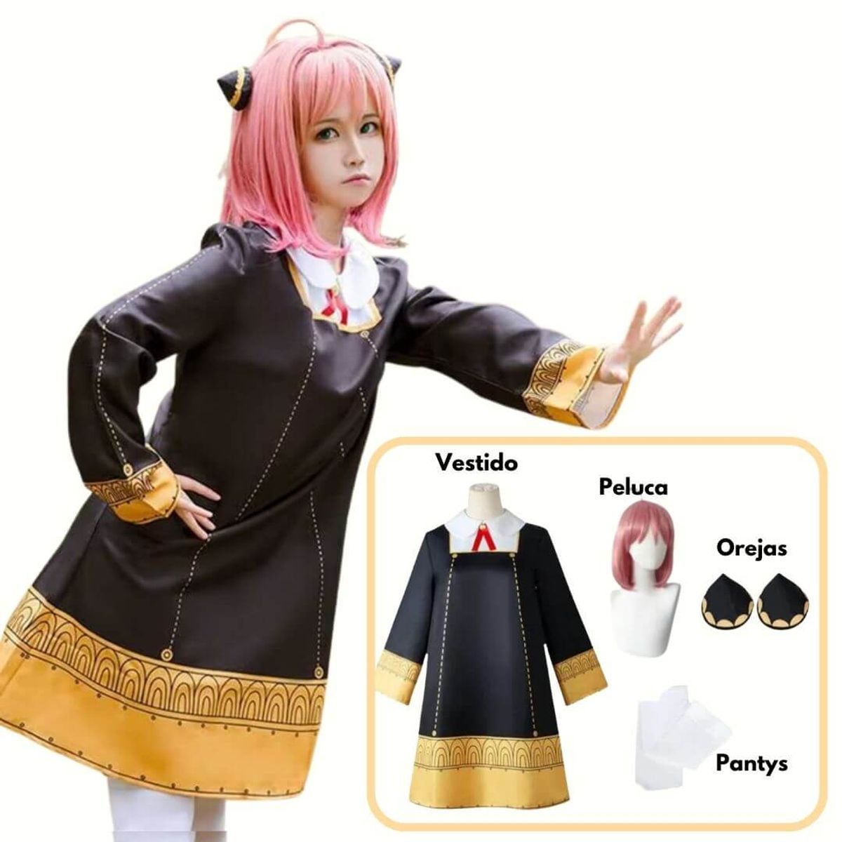 GENERICO - Disfraz Anya Forger Spy x Family Vestido - Talla dsde 6 hasta 16