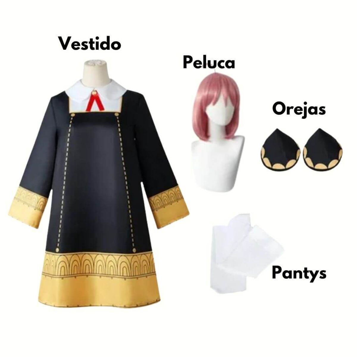 GENERICO - Disfraz Anya Forger Spy x Family Vestido - Talla dsde 6 hasta 16