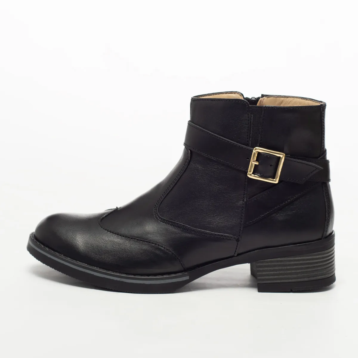 WALKING - Botín de Cuero Negro Mujer KB004