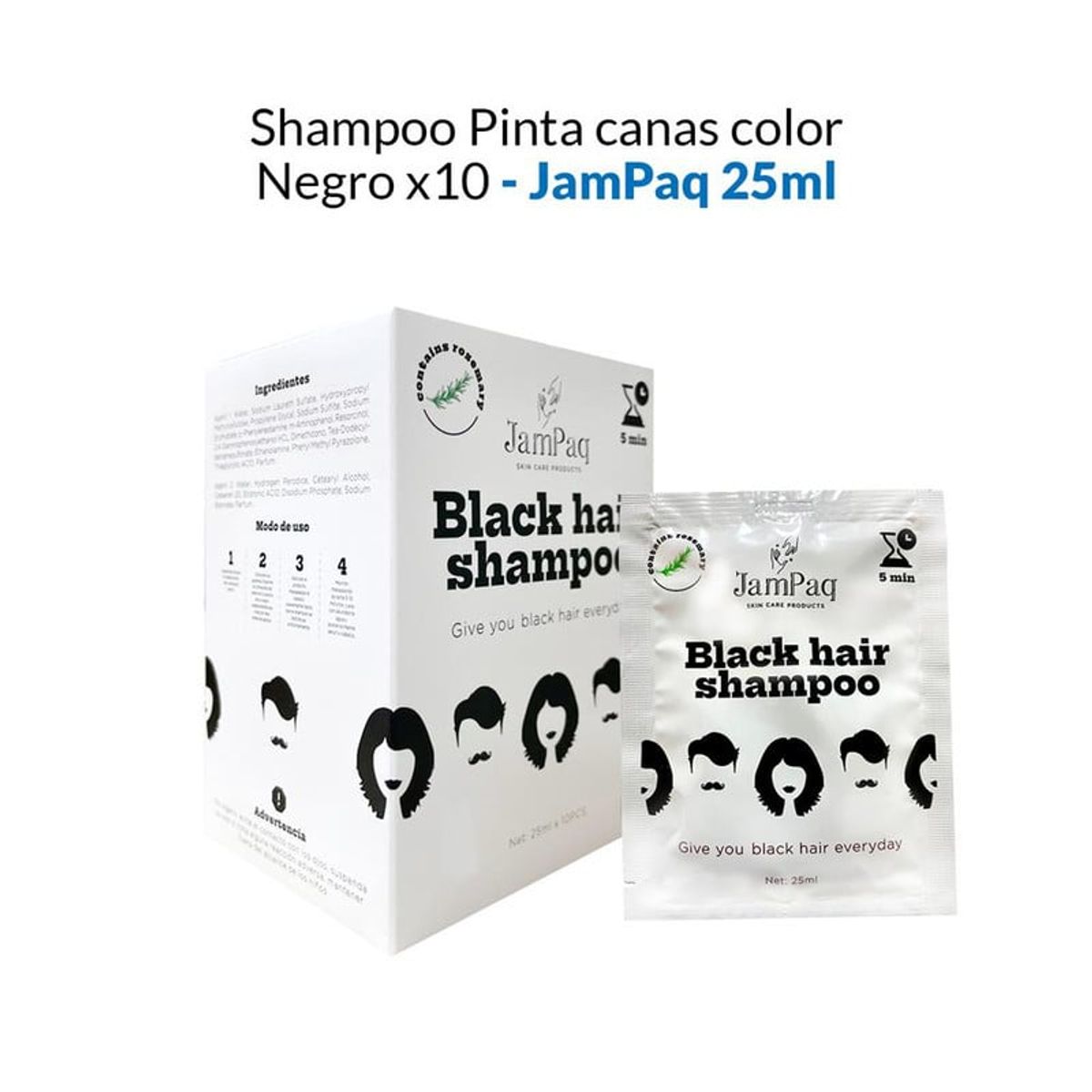 IMPORTADO MC - Shampoo Pinta Canas Negro X10 Jampaq 25ml