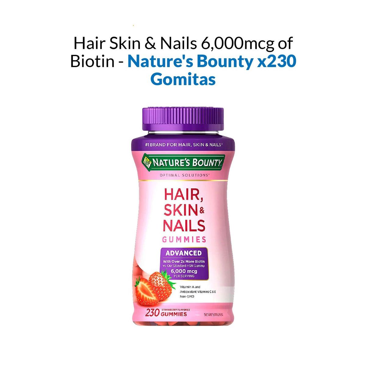 NATURES BOUNTY - Hair Skin & Nails 6000mcg of Biotin 230 Gomitas