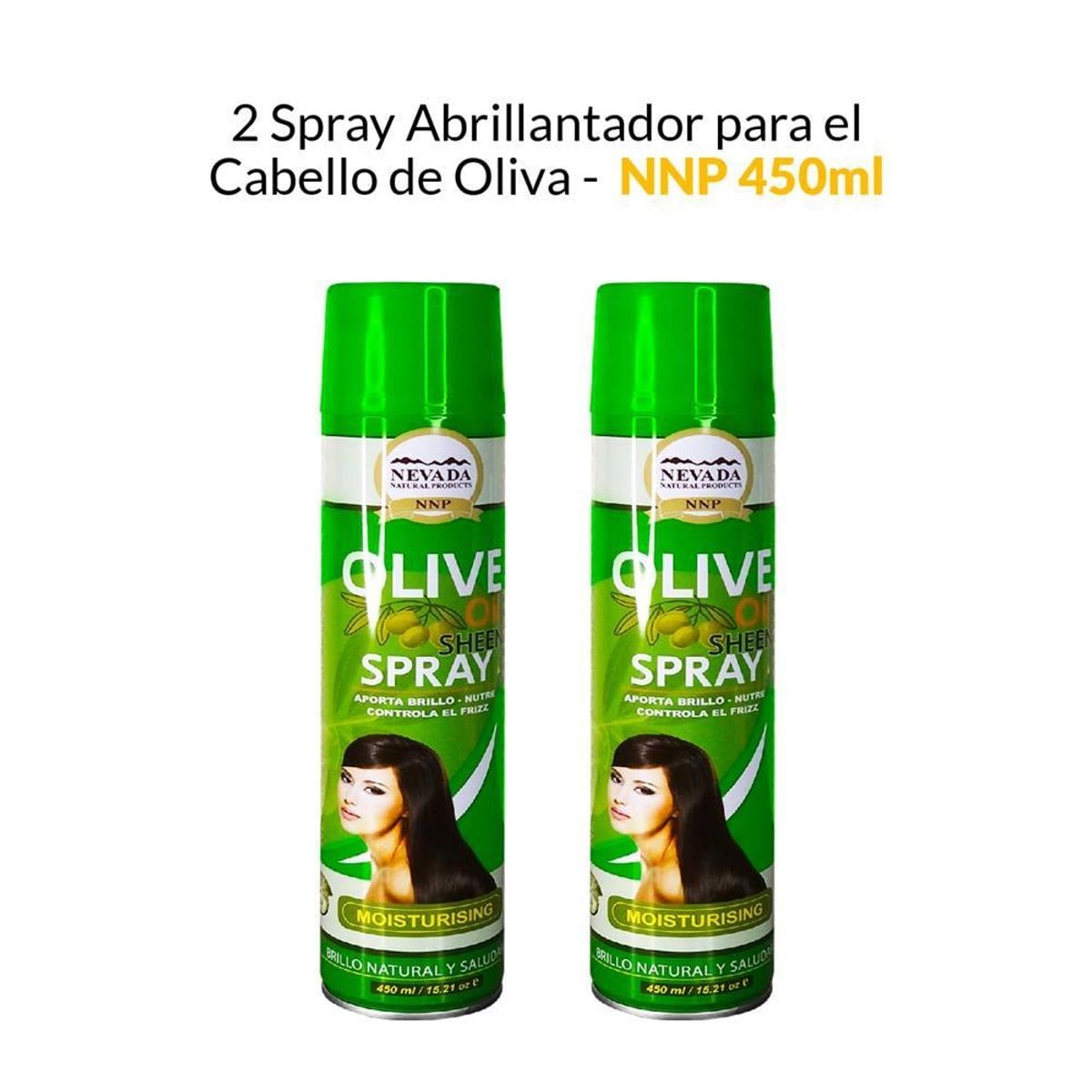 NEVADA NATURAL PRODUCTS - Spray Abrillantador Para El Cabello De Oliva Nevada 450ml 2 Unidades