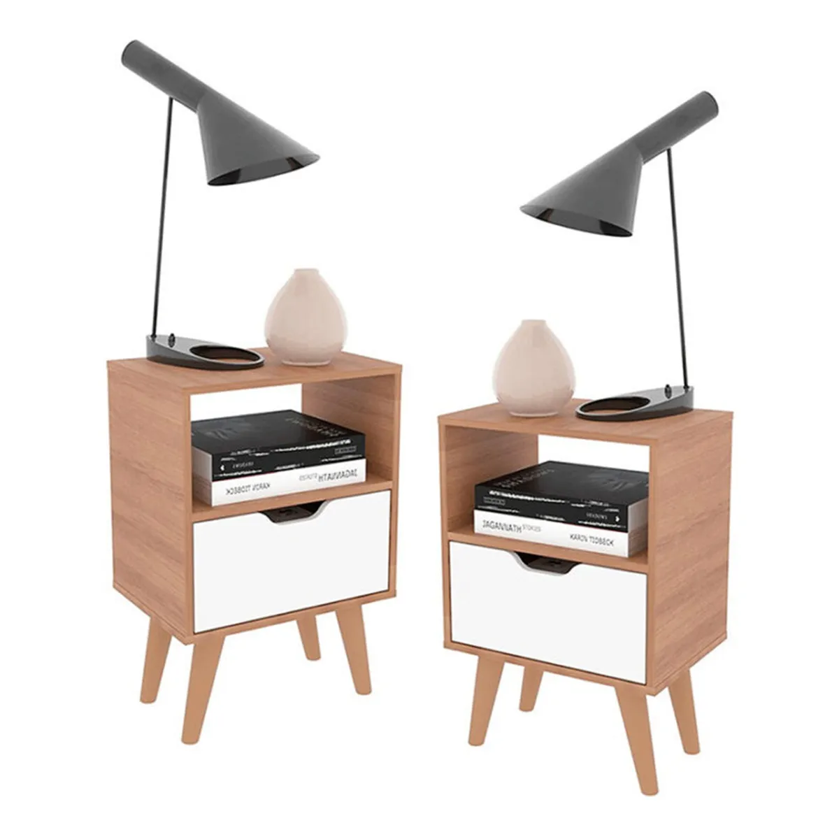 2020 HOME PERU - Combo 2 Veladores con puerta Essen Almendra/Blanco