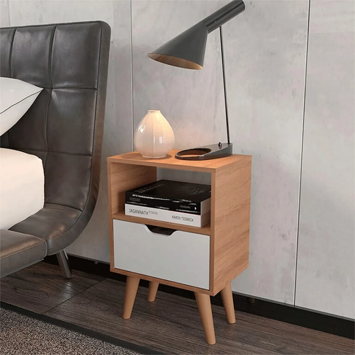 2020 HOME PERU - Combo 2 Veladores con puerta Essen Almendra/Blanco