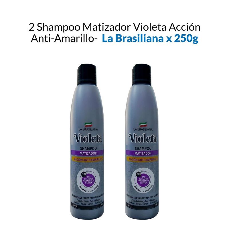 LA BRASILIANA - Shampoo Matizador Violeta Acción AntiAmarillo La Brasiliana 250G 2 Uni