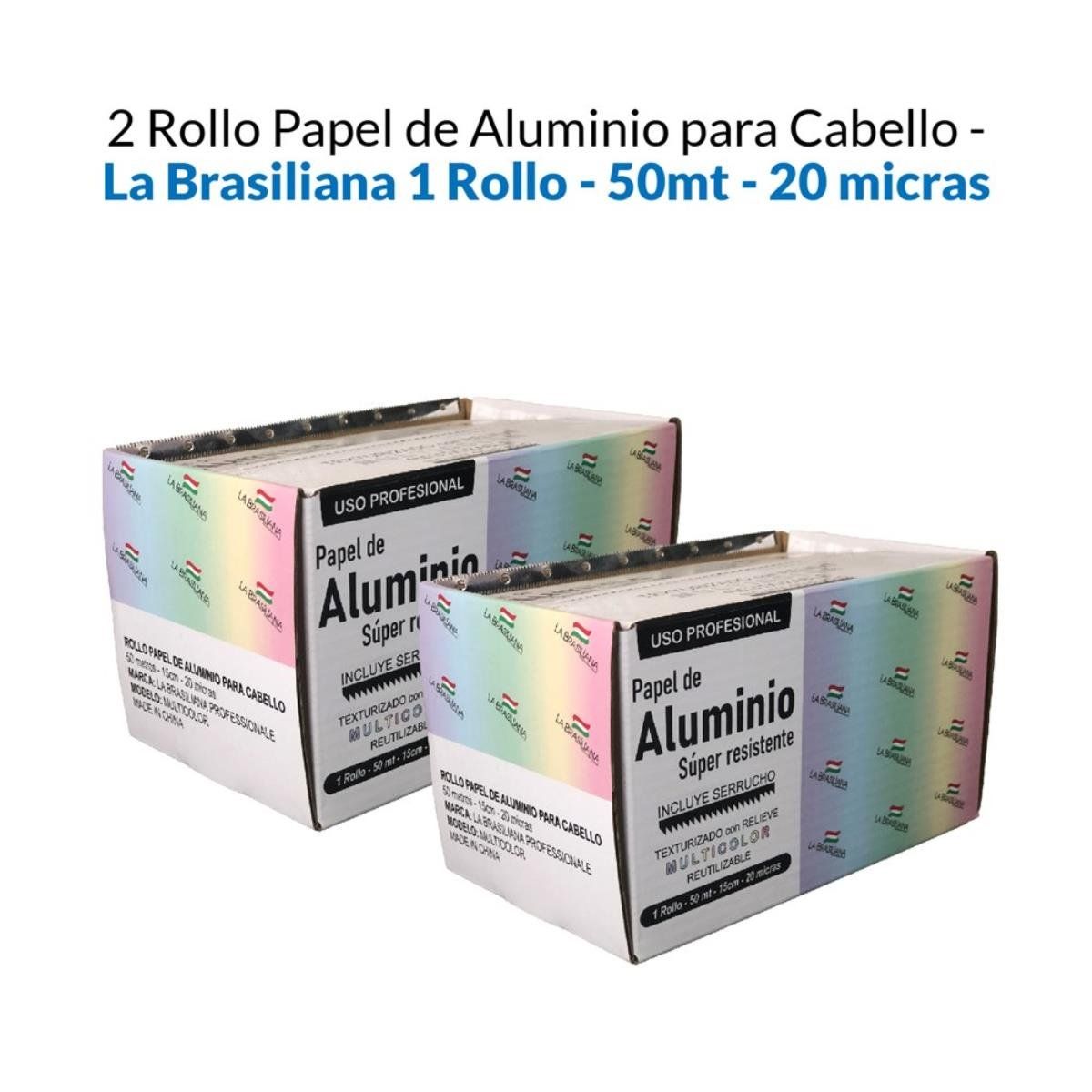 LA BRASILIANA - Rollo De Papel Aluminio Para Cabello X 50Mt - 15Cm 20 Micras 2 Pack