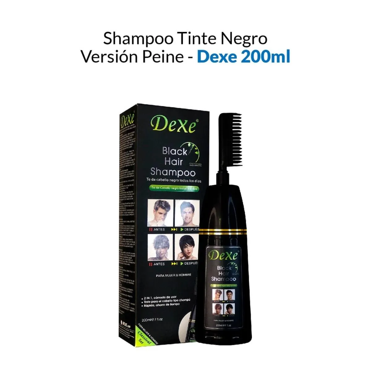 DEXE - Shampoo Tinte Negro Versión Peine Dexe 200ml