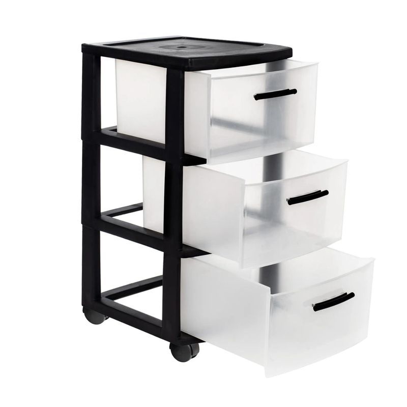 QRUBBER - Cajonera Modelo Eclypse Color Blanco/Negro 3 Niveles - MQ