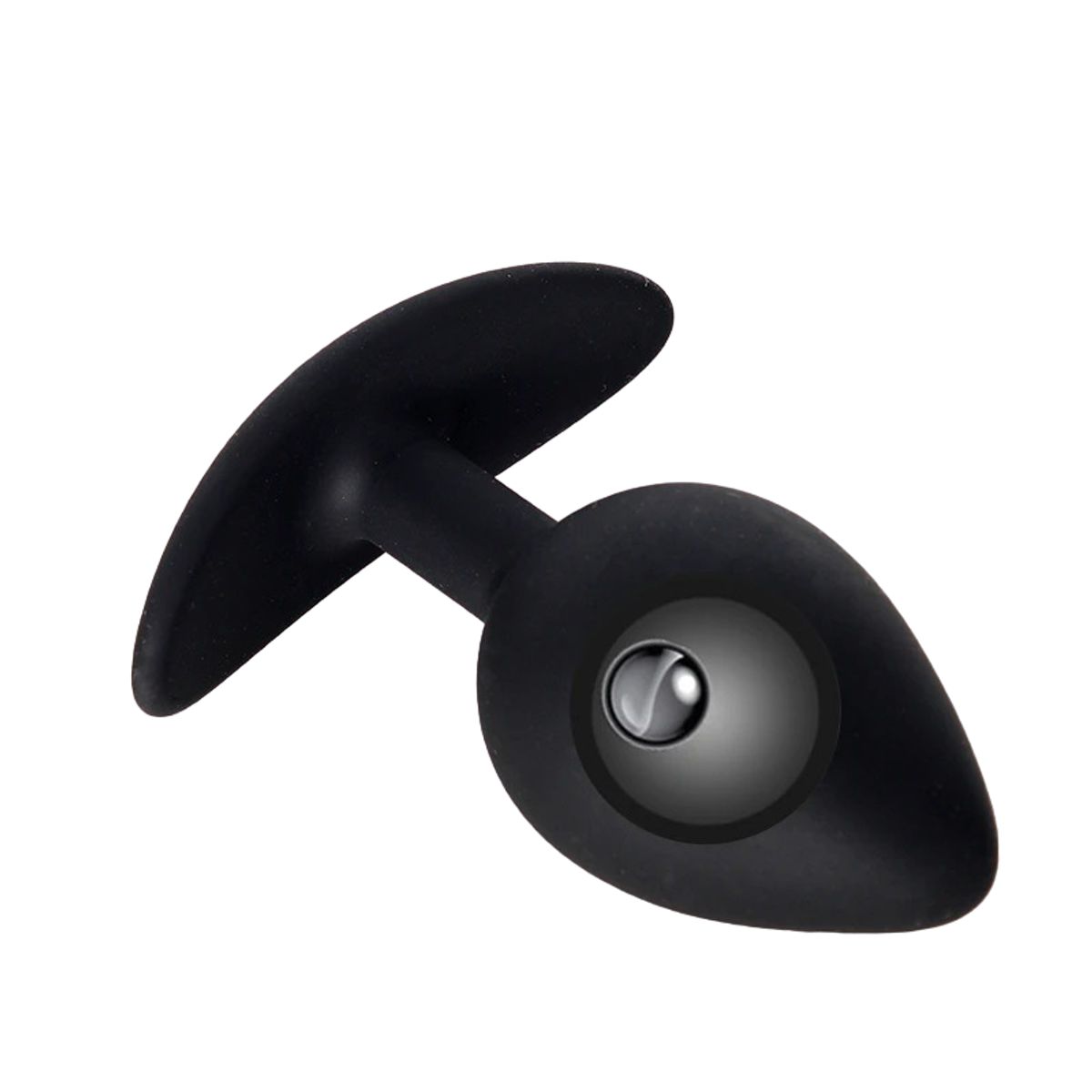 GENERICO - Plug de silicona Negro con bola de metal  7.5 x 3.5