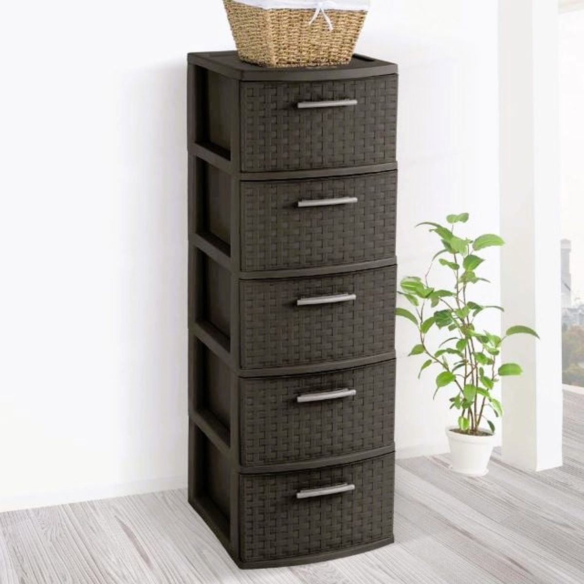 QRUBBER - Cajonera Modelo Infinity Color Café Oscuro 5 Niveles - MQ