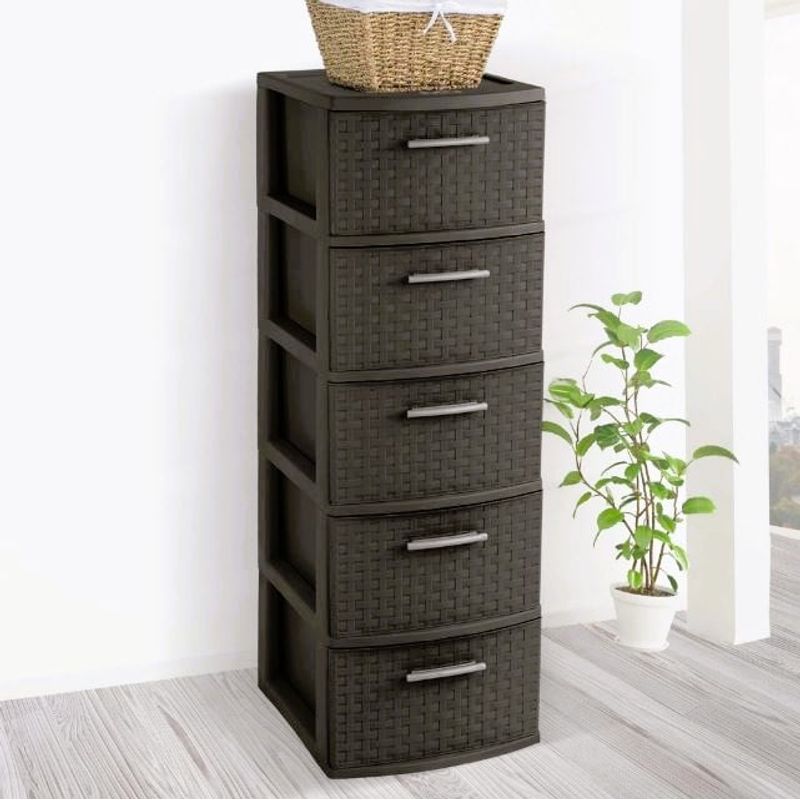 QRUBBER - Cajonera Modelo Infinity Color Café Oscuro 5 Niveles - MQ