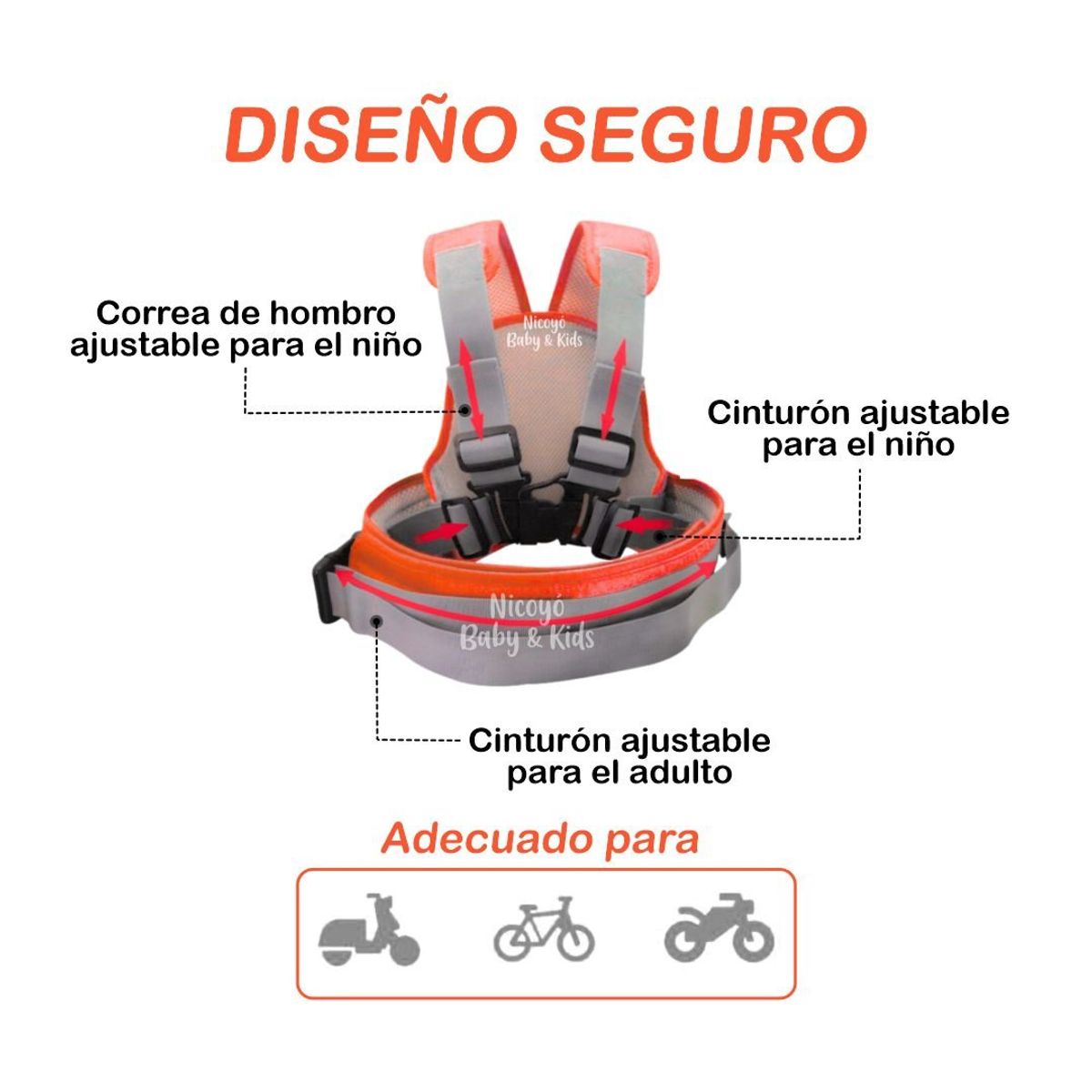 KIDS - Arnés de Seguridad  para Niños NARANJA: Viaja con Protección