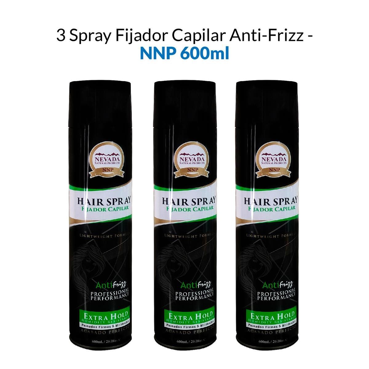 NEVADA NATURAL PRODUCTS - Spray Fijador Capilar Anti-Frizz Nevada 600ml 3 Unidades