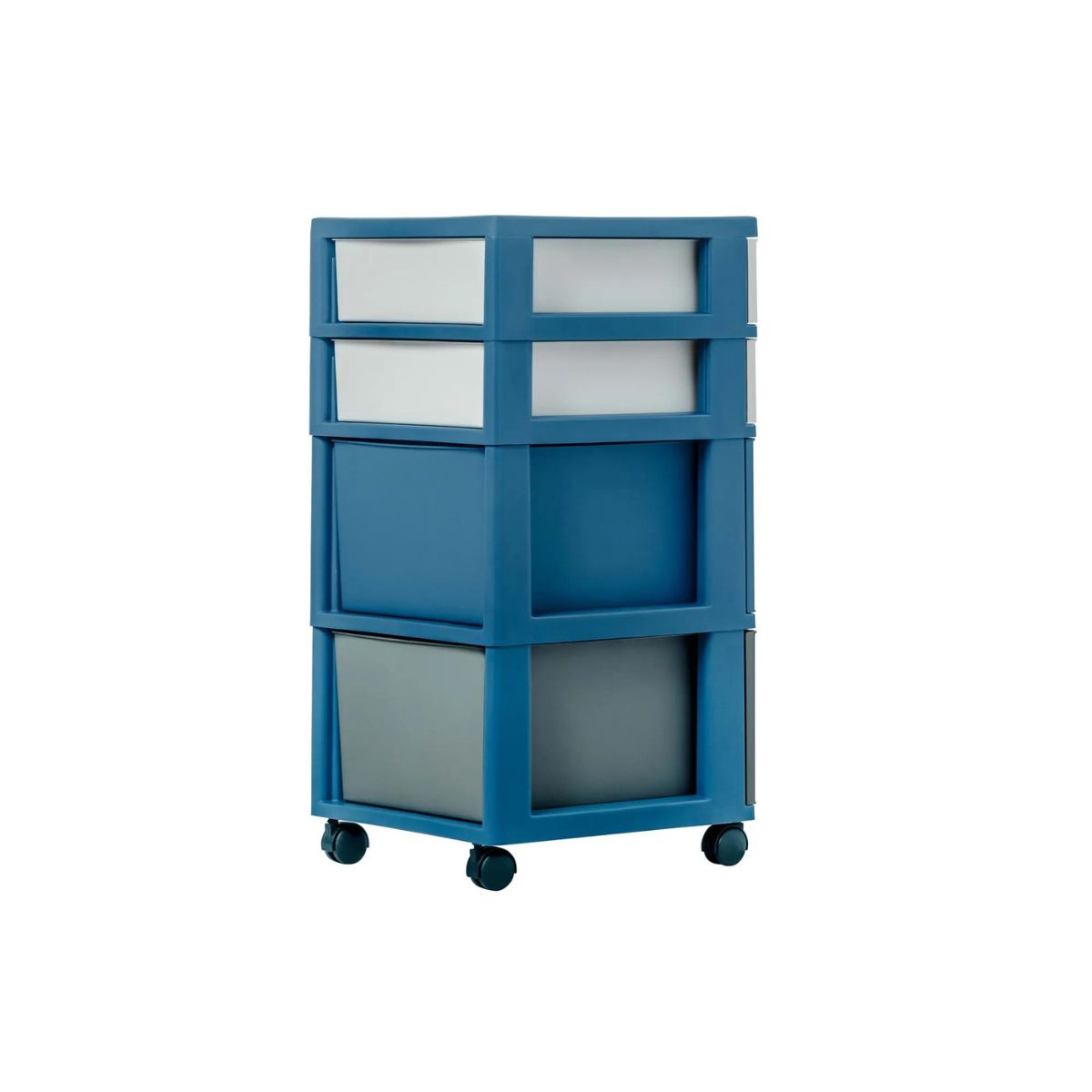 QRUBBER - Cajonera Modelo Space Con Ruedas Color Azul/Blanco 4 Niveles - MQ