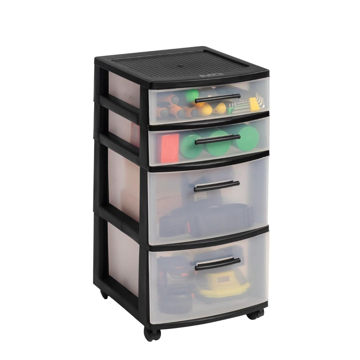 QRUBBER - Cajonera Modular Modelo Eclypse 4 Niveles Color Blanco/Negro - MQ