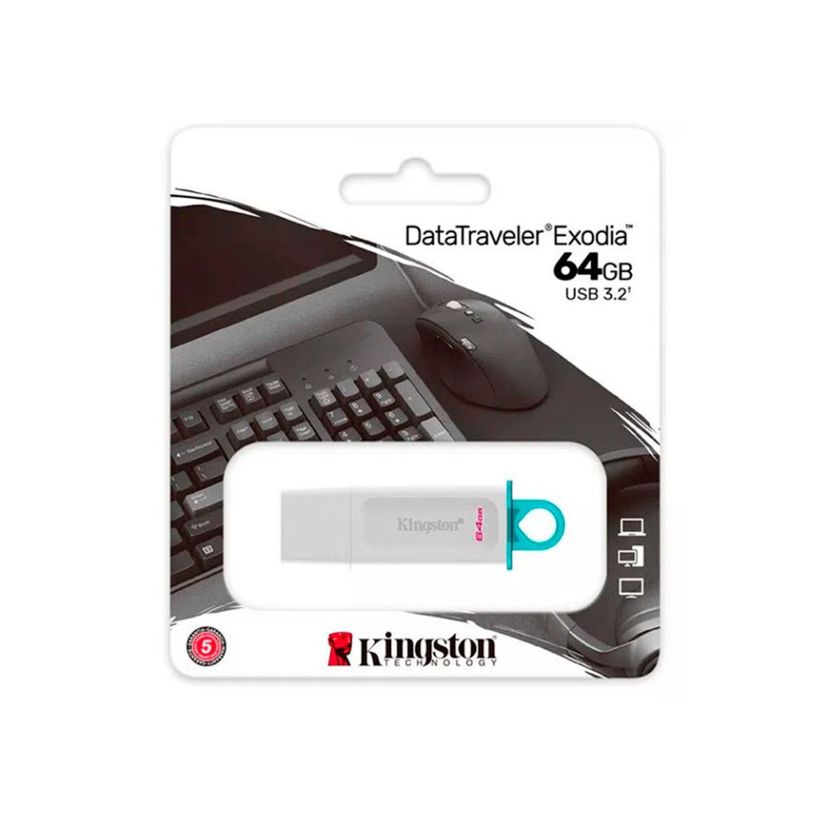 KINGSTON - UNIDAD FLASH KINGSTON DATATRAVELER EXODIA 64GB BLANCO P/N: KC-U2G64-5R