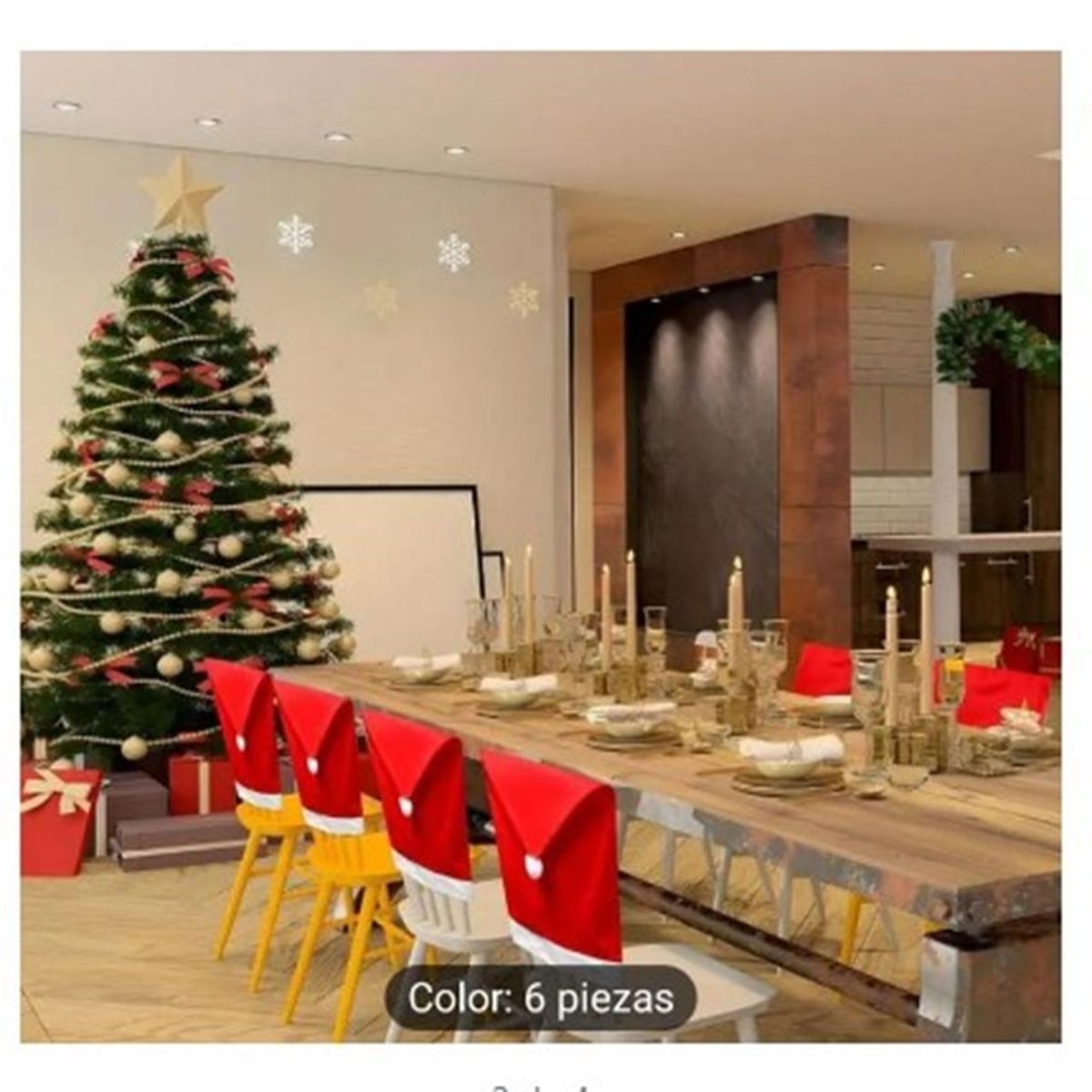 GENERICO - Fundas de Sillas DE  Navidad 6 UN. De Calidad ROJITO