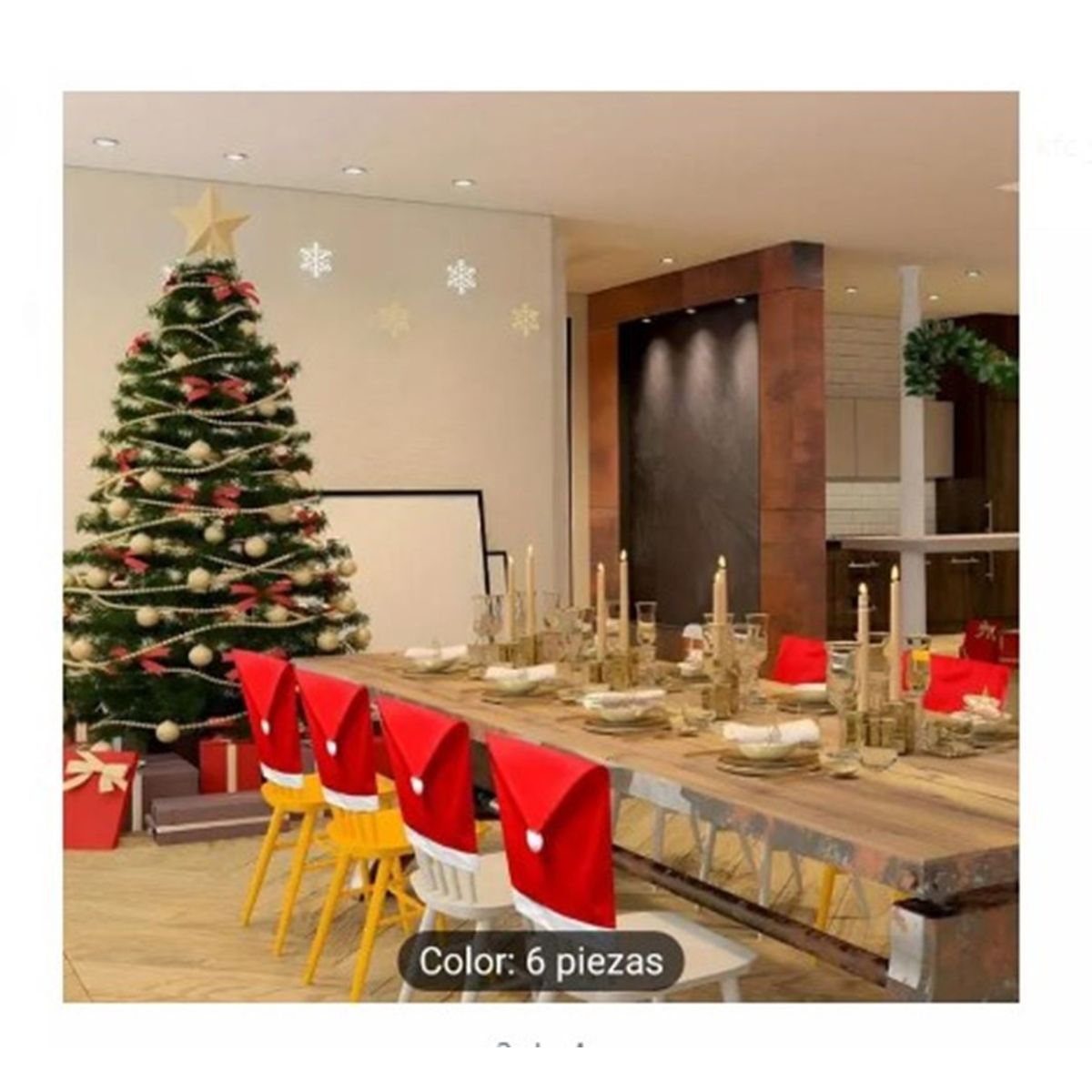 GENERICO - Fundas de Sillas DE  Navidad 6 UN. De Calidad ROJITO