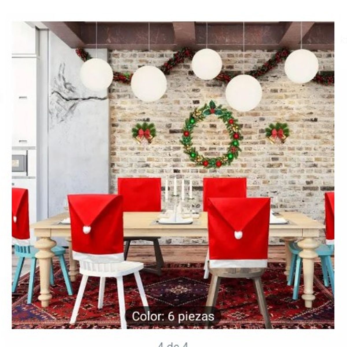 GENERICO - Fundas de Sillas DE  Navidad 6 UN. De Calidad ROJITO