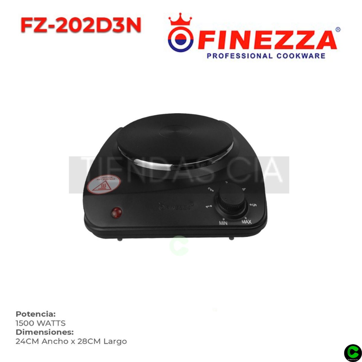FINEZZA - Cocina Eléctrica Finezza 1 Hornilla FZ-202D3N