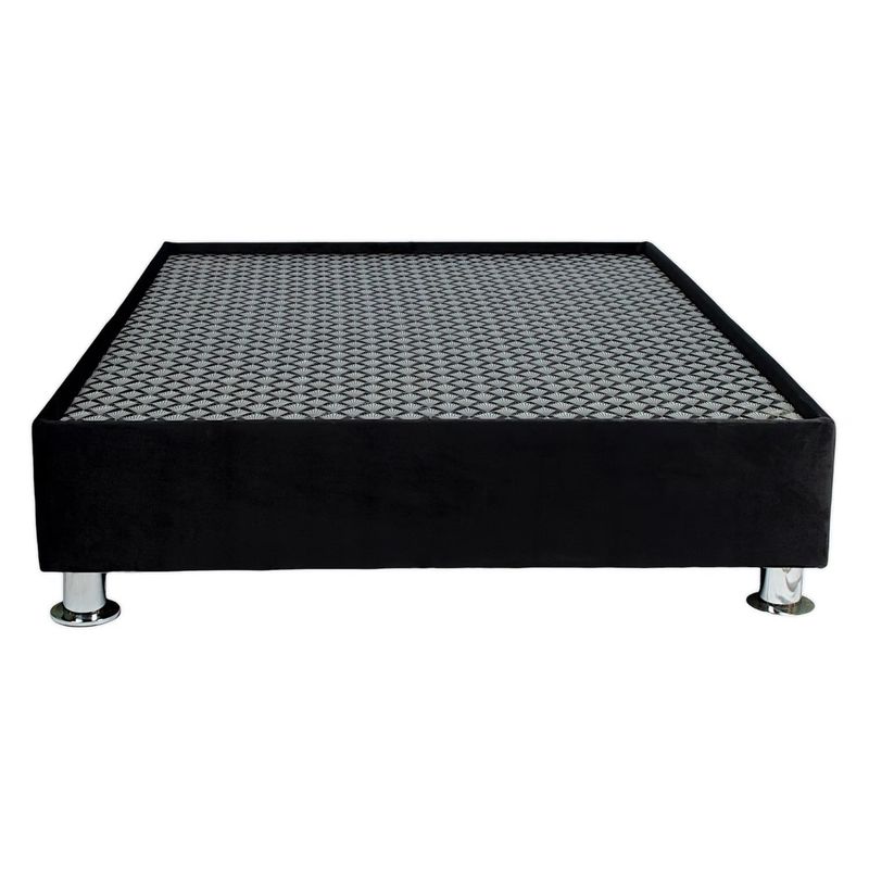 MUEBLES MACRUMO - Box Tarima Encajonado Premium reforzado y acolchado 2 Plz - Negro Impermeable + Almohada