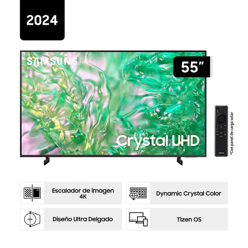 SAMSUNG - Televisor Samsung 55 Pulg. Crystal Smart TV Tizen UHD 4K UN55DU8000GXPE