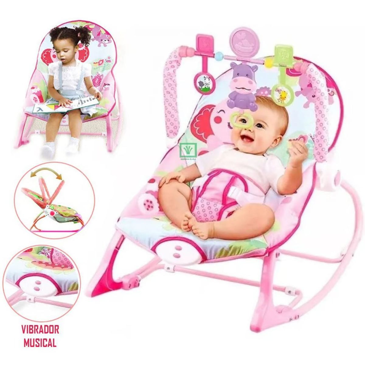 IDEAL - Silla Mecedora Musical Con Vibrador Elefante