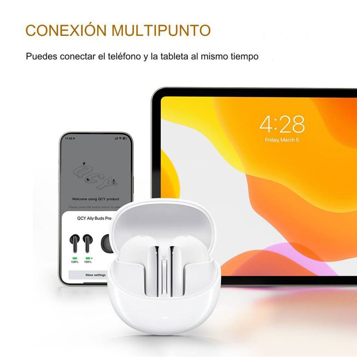 QCY - Audifonos Inalambricos QCY AilyBuds Pro ANC Hi-Res IPX5 Blanco