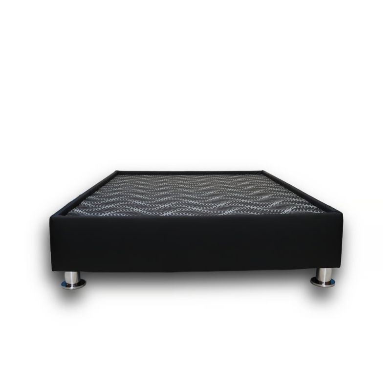 MUEBLES MACRUMO - Box Tarima Premium reforzado y acolchado 1.5 Plazas con encaje - Cuero Negro