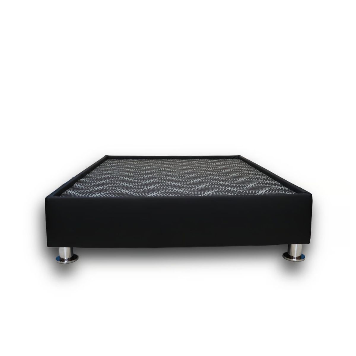 MUEBLES MACRUMO - Box Tarima Premium reforzado y acolchado Queen con encaje - Negro + Almohada  Patas instaladas