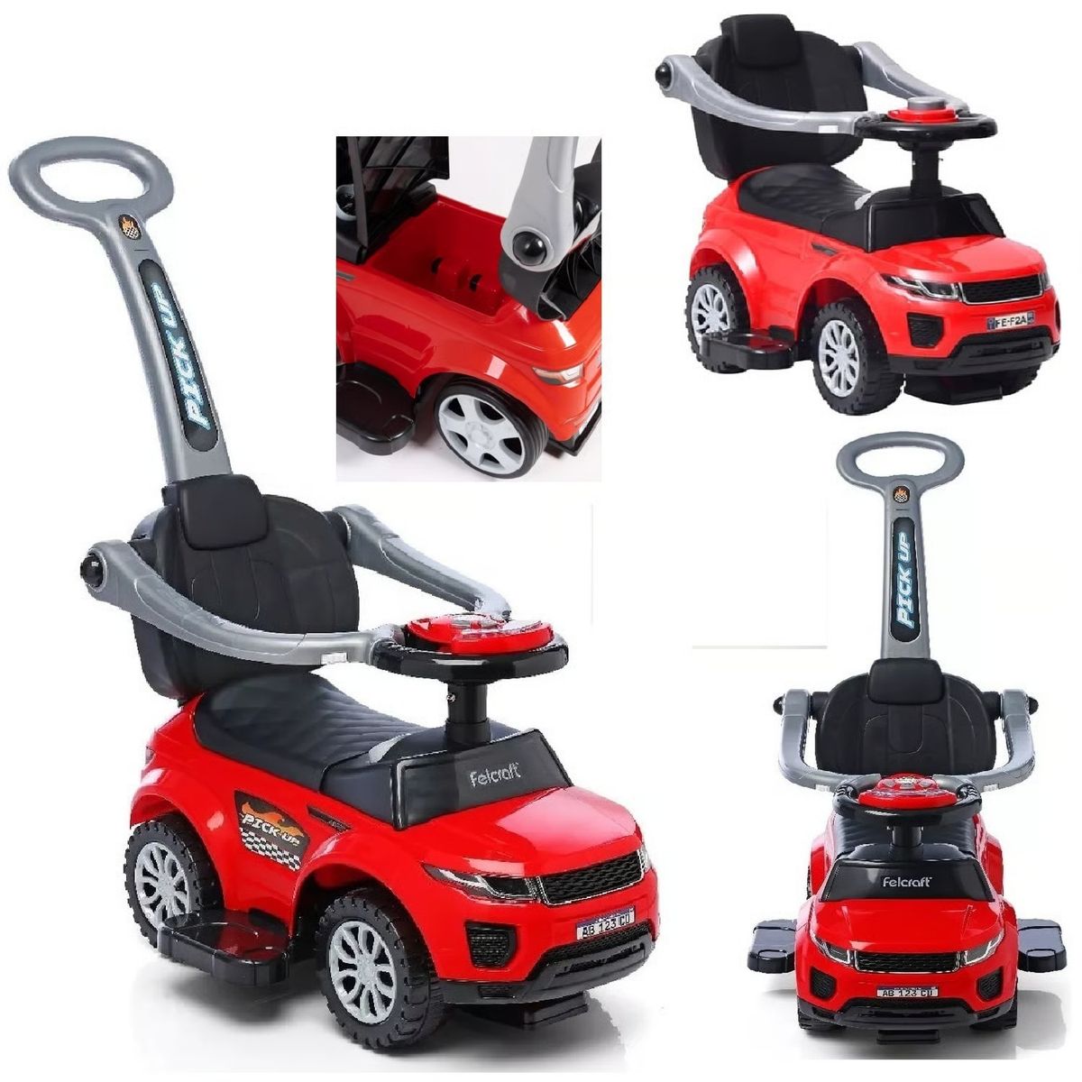 GENERICO - Bugui Correpasillos Empujador 3 en 1 - Rojo