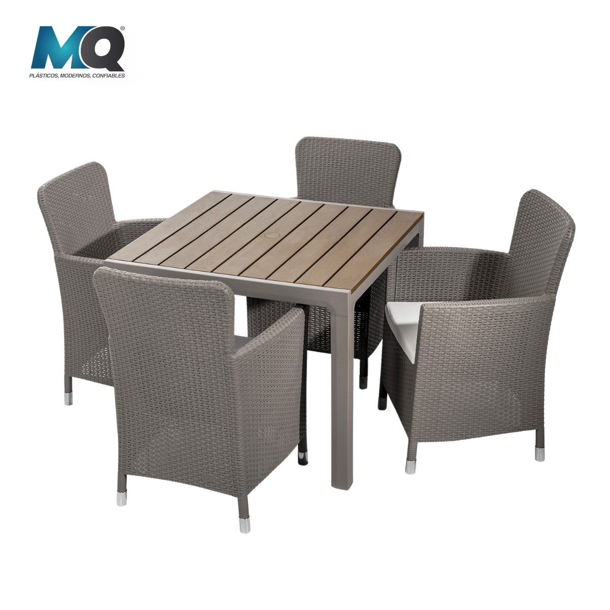 QRUBBER - Comedor Con 4 Puestos Modelo Capri Color Taupe - MQ