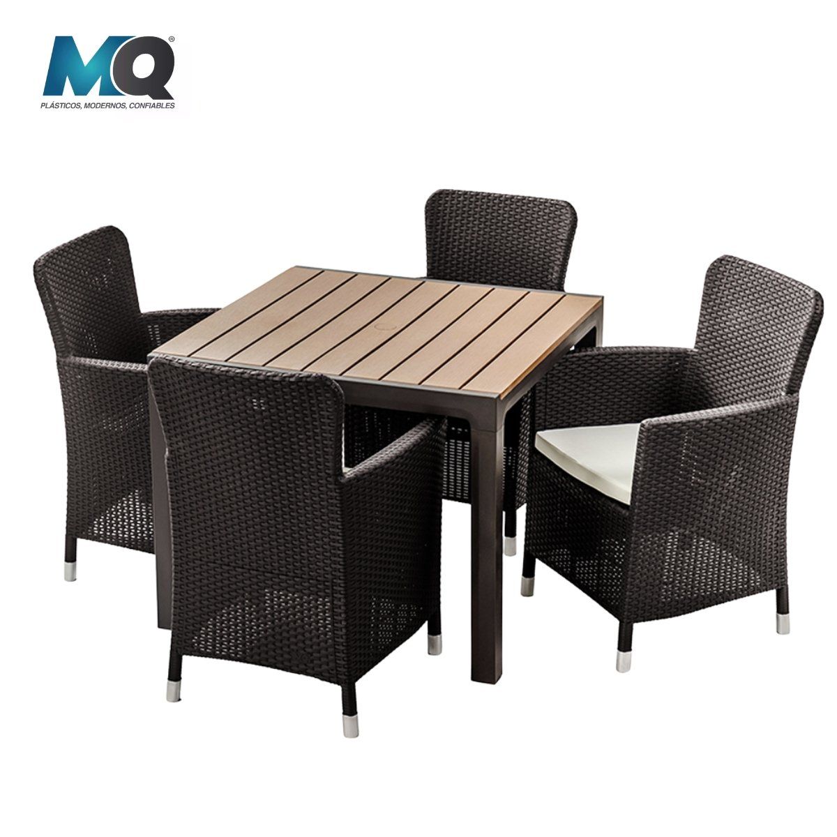 QRUBBER - Comedor Con 4 Puestos Modelo Capri Color Café Oscuro - MQ